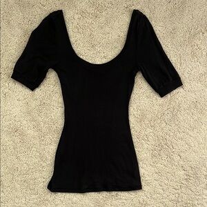 Express Black Fitted Scoop Neck Top